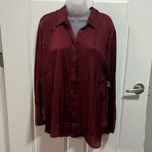 Old Navy Red Satin Button Up